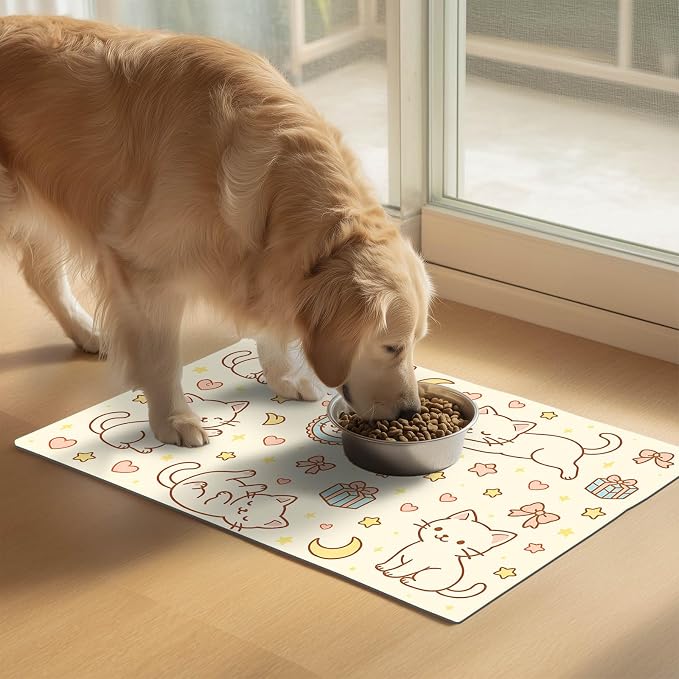 Cute Sweet Cat Food Mat for Dog Food Mat Food and Water Bowl Pet Feeding Bowl - Image 2