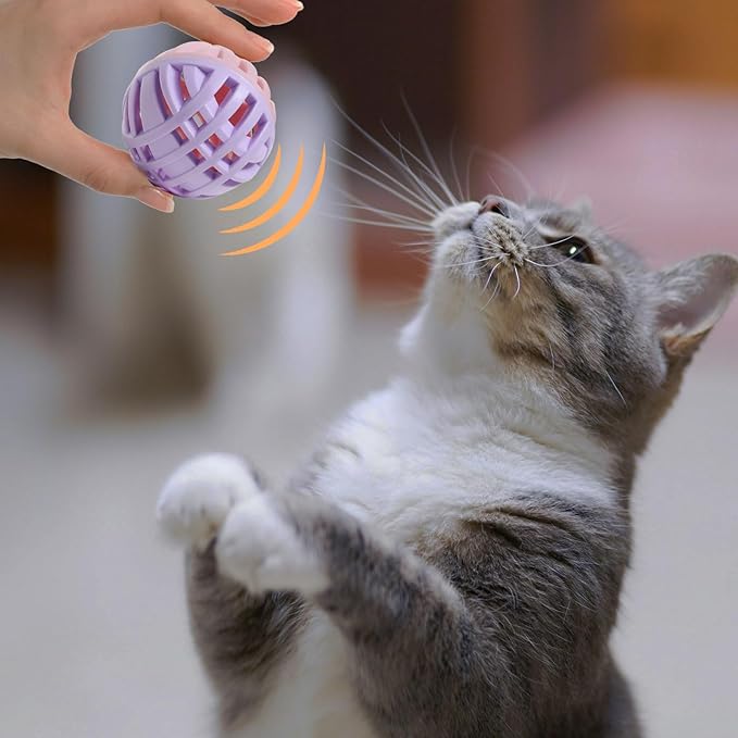 Rubber Cat Toy Balls with Inside Bell, Soft TPR Interactive Cat Ball Toys - Image 6