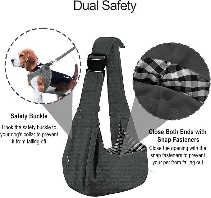 PETLOFT Reversible Dog Cat Sling Carrier, Small Carrier, Adjustable Sling - Image 4
