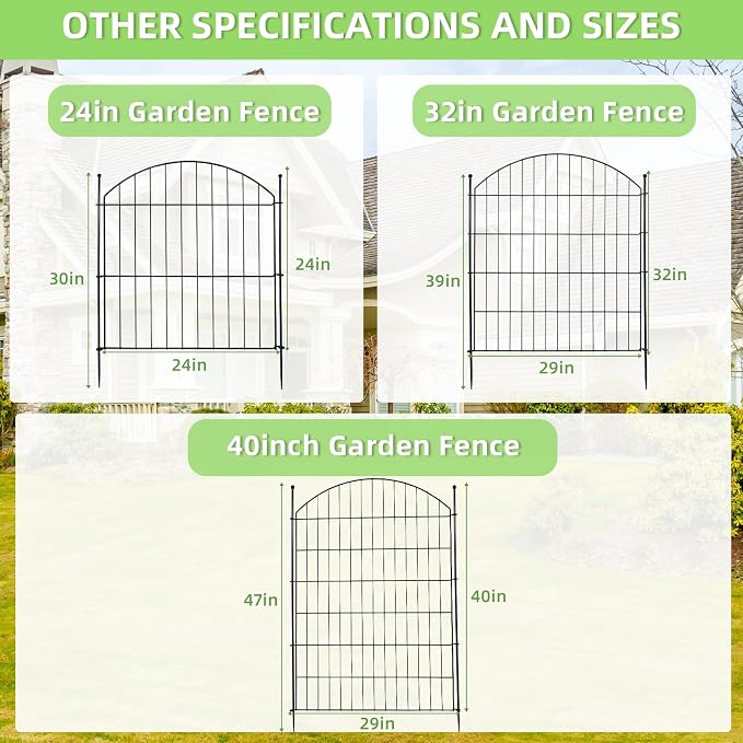 Decorative Garden Fence 24in x20ft, 10 Pack No Dig Fence Animal Barrier - Image 9