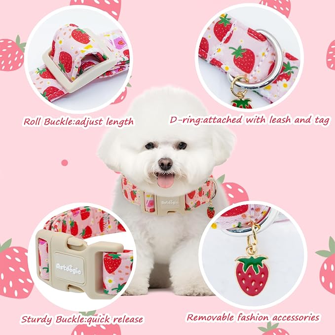 Strawberry Dog Collar, Cute Pink Dog Collars - Image 4