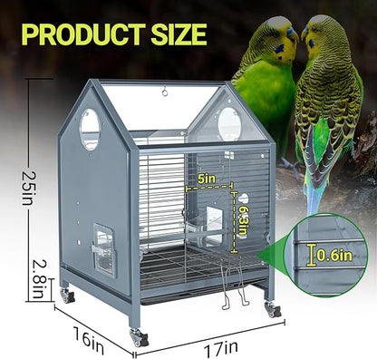 Acrylic Bird Cage, 25 inch Medium Parrot Cage - Image 2