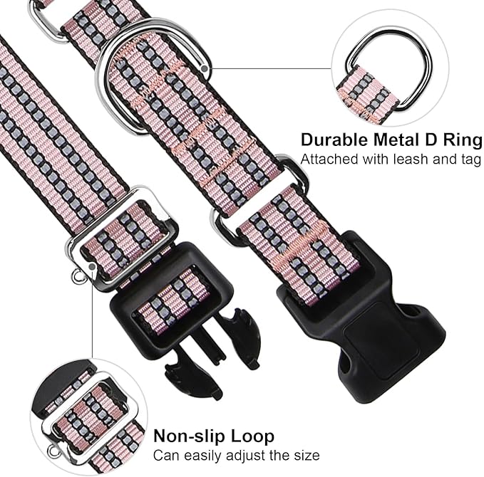 Martingale Dog Collar, Adjustable Nylon Reflective Collar - Image 2