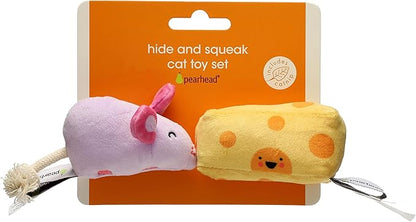 Pearhead Hide and Squeak Teaser Cat Toys, Crinkle and Rope Catnip Mouse and - Image 5