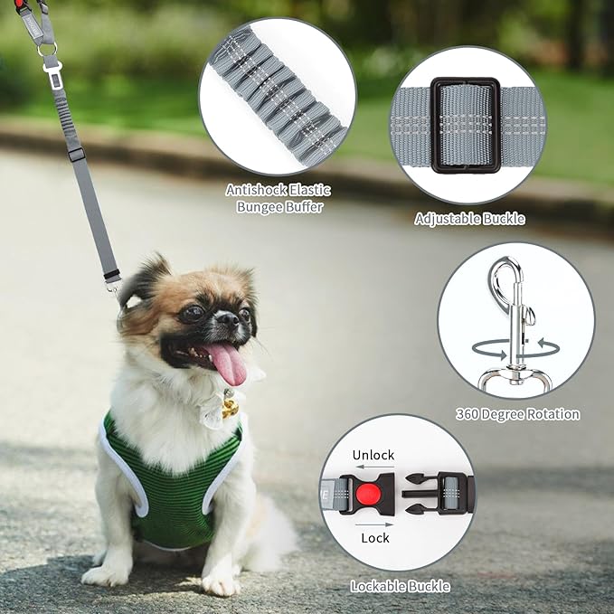 BWOGUE Pet Dog Cat Seat Belt Reflective Car Dog Headrest Restraint Leash - Image 4