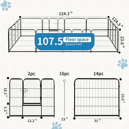 NEWBULIG Dog Playpen 16 Panels 24" Height Foldable Heavy Duty Metal Dog - Image 3