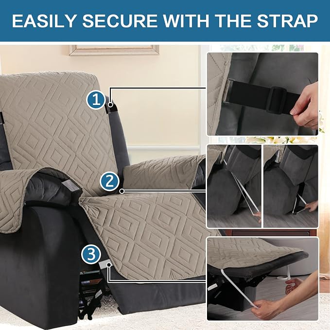 H.VERSAILTEX Reversible Quilted Recliner Covers Water Resistant Furniture - Image 5