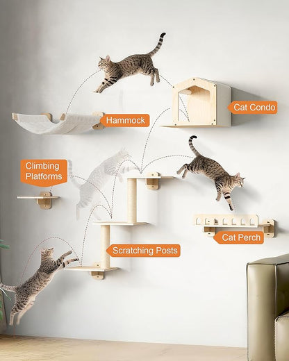 Cat Wall Shelves for Large Cats, 5-in-1 Cat Wall Furniture - Image 5