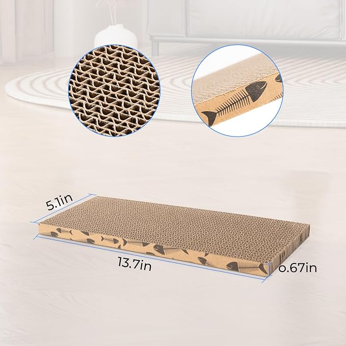 Mini Cat Scratching Board 4pcs Brown Cardboard Cat Scratcher Scratch Pad - Image 2