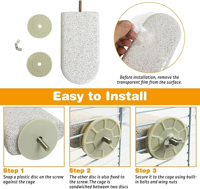 PINVNBY 6 PCS Large Bird Cage Perch Natural Parrot Beak Grinding Stone Calcium - Image 6