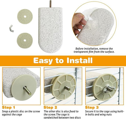PINVNBY 6 PCS Large Bird Cage Perch Natural Parrot Beak Grinding Stone Calcium - Image 6