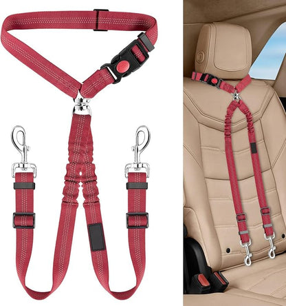 Dog Seat Belt for Car, Dual Pet Vehicle Headrest Restraint Safety Seatbelt by Unknown