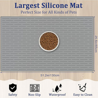 XXXXL Largest Pet Food Mat, 51.2"x25.6" Silicone Dog Mats - Image 2
