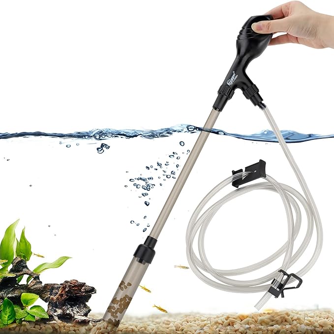 hygger Small Gravel Vacuum for Aquarium, Manual 80GPH Aquarium Gravel Cleaner by hygger