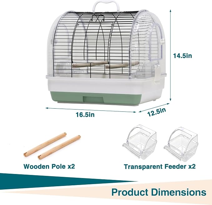 GarveeHome Portable Bird Cage Carrier, Small Bird Cage - Image 2