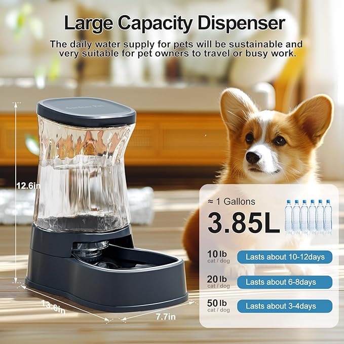 Gardner Pet Automatic Dog Water Dispenser Gravity Stainless Steel Water Waterer - Image 2