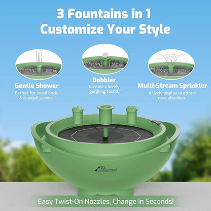 Solar Bird Bath with Fountain and Battery Backup, 3-in-1 Hanging or - Image 4