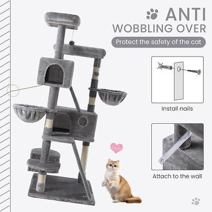 SHA CERLIN 65in Larger Cat Tree Tower Condo - Image 7