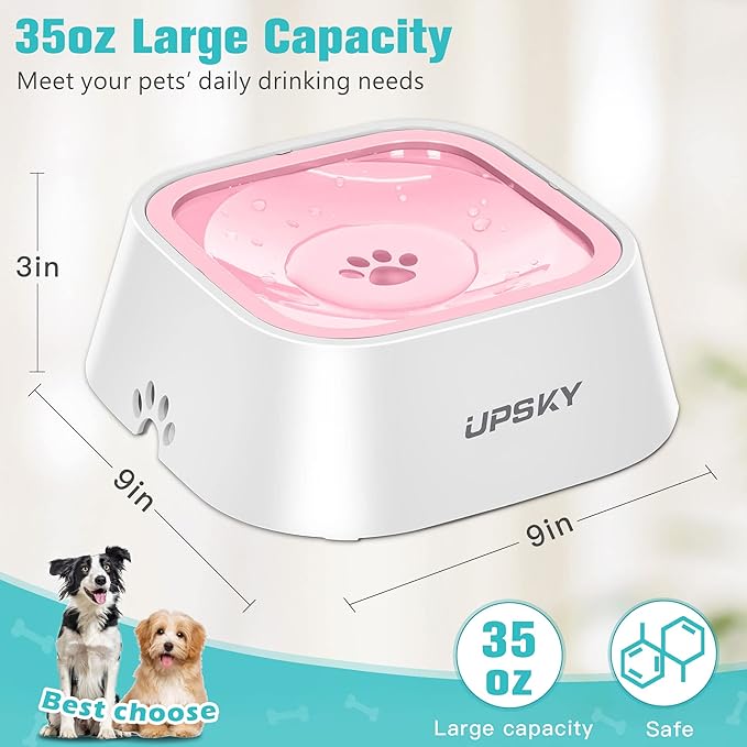 UPSKY No-Slip Slow Drinking Bowl - 35oz No Spill Pet Dispenser - Image 3