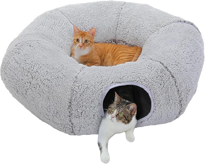 PEQULTI Cat Tunnel with Bed for Indoor Cats, Cat Play Donut Tunnel with by PEQULTI