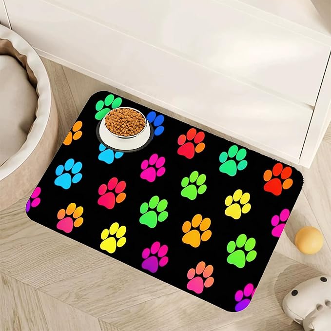 Cat Gradient Paw Print Dog Food Mat by Unknown