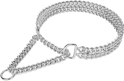 Silver Dog Chain Collar, Stainless Steel, Adjustable, Metal Cuban Link by KINGOLDOS