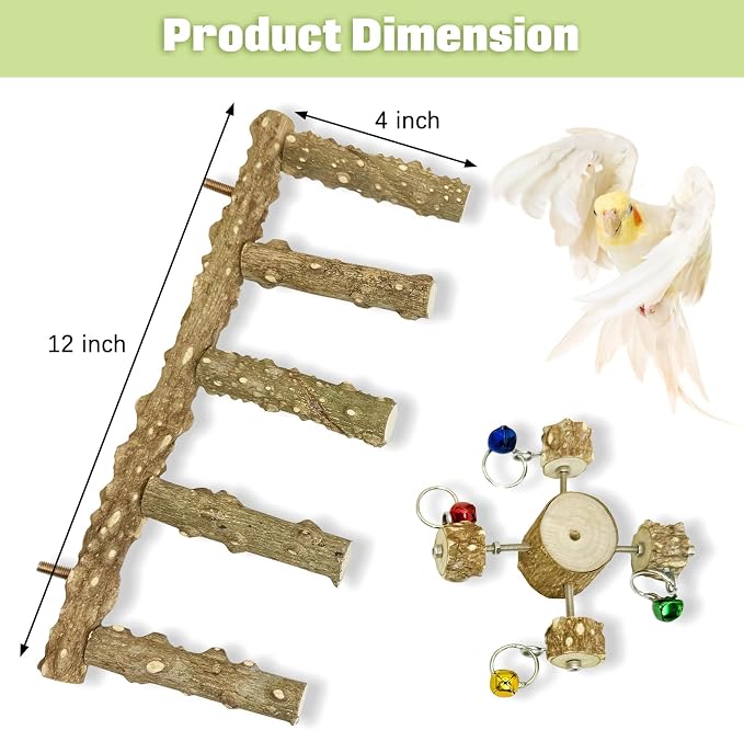 BNOSDM Natural Wood Bird Ladder Perch - Image 5