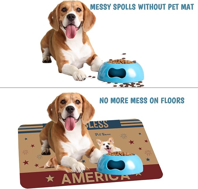 Personalized Dog Cat Mat with Name Photo Custom Placemat Feeding Mats - Image 6