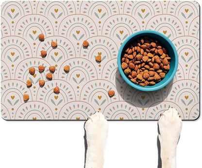 Absorbent Pet Dog Bowl Mat for Food and Water, Pet Cat Food Feeding Mat by Ideasonna