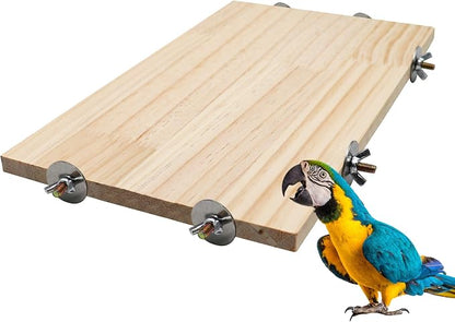21.7 × 13.8 Inches Large Bird Perch Stand Platform, Natural Wooden Small by Dnoifne