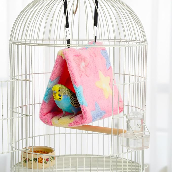 4 Pcs Winter Warm Bird Nest for Cage Plush Birds Hanging Snuggle Cave 6.7" and - Image 6