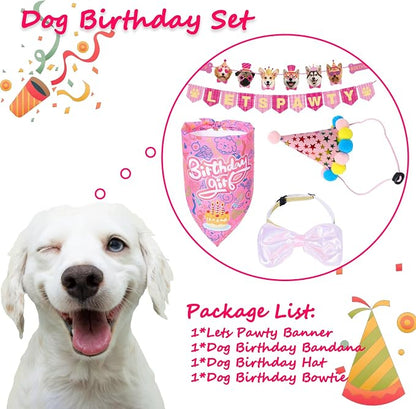 Happy Girl Dog Puppy Doggy Pet Birthday Burthday Party Supplies Hat Bandana - Image 4