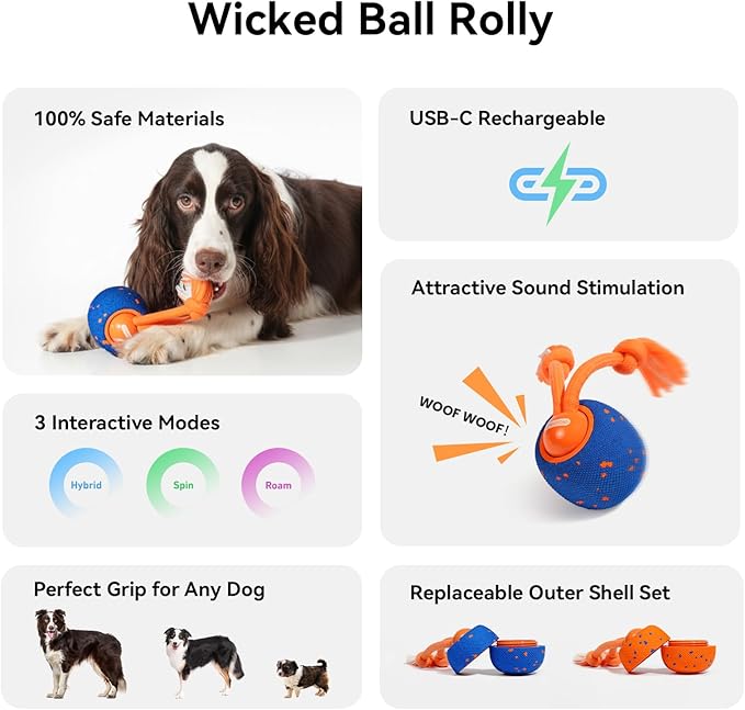 Cheerble Smart Interactive Dog Toy, Wicked Ball Rolly, Automatic Moving - Image 3