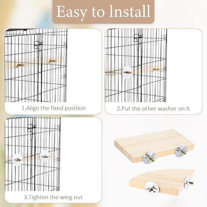 2PCS Bird Perch Platform Flat, Fan Shape and Rectangle Bird Cage Platform - Image 4