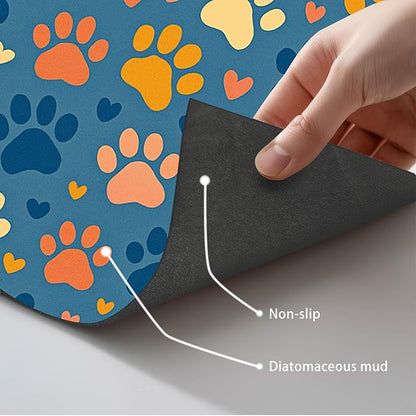 Colorful Dog Paw Print Pet Feeding Mat Spill-Proof Pets Food Mat - Image 5