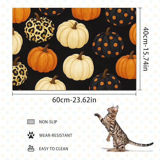 Fall Pumpkin Pet Feeding Mat Thankgiving Theme Dog and Cat Food Mat Non Slip - Image 4
