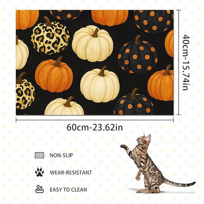 Fall Pumpkin Pet Feeding Mat Thankgiving Theme Dog and Cat Food Mat Non Slip - Image 4