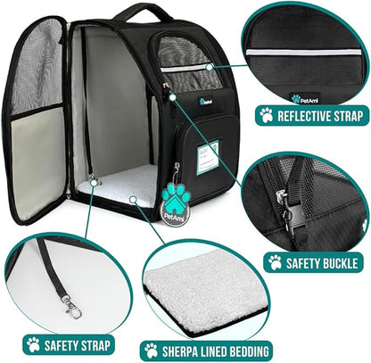 PetAmi Dog Backpack Carrier for Small Large Cat, Ventilated Pet Hiking Backpack - Image 4