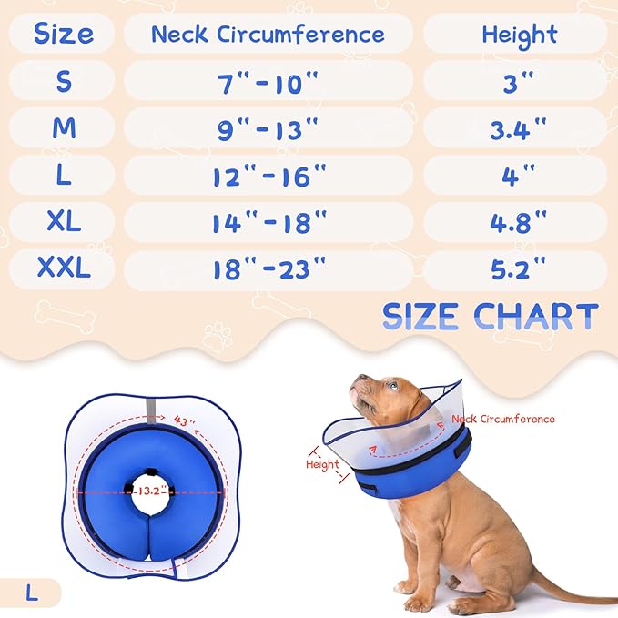 Supet Raised Inflatable Dog Cone Collar to Stop Licking, Soft Dog Cone - Image 6
