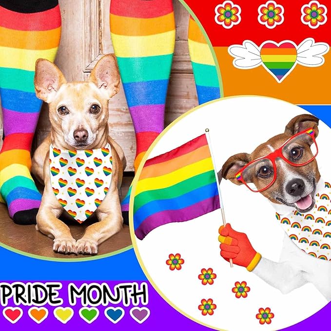 Rainbow Dog Bandanas Love is Love Pride Triangle Bibs Dog Paw Pet Scarf - Image 4