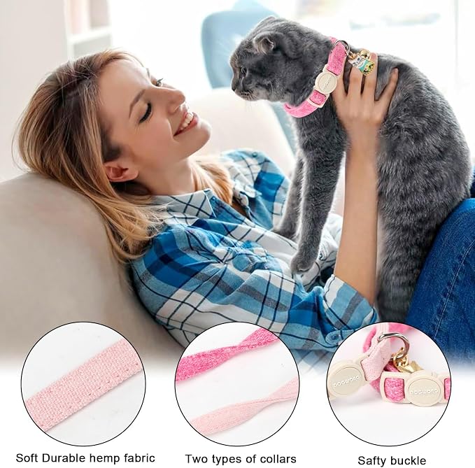 Cat Collar, 2 Pack Pink Cat Collars Breakaway - Image 2