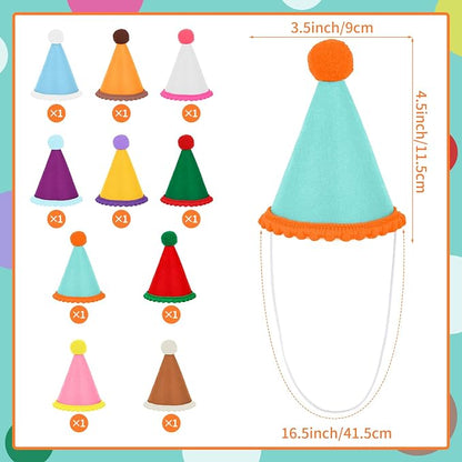 Hxezoc 10 Pcs Mini Birthday Party Hats Multicolor Lovely Crimping Cone Hats - Image 2