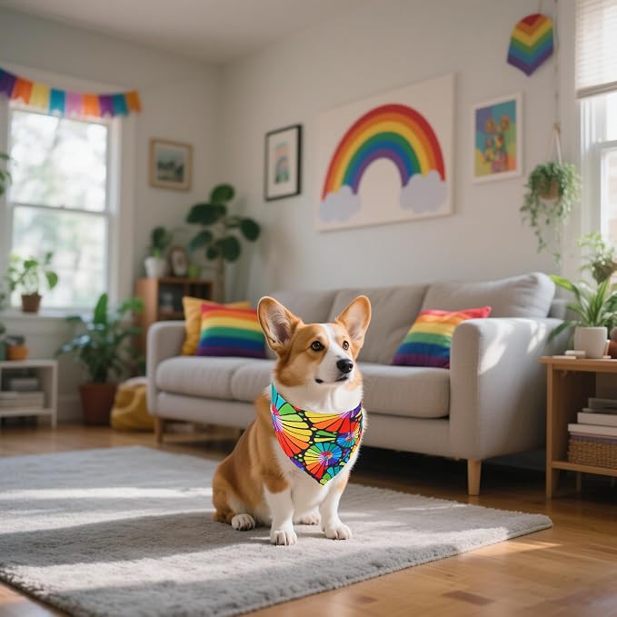 30 Pcs Rainbow Small Dog Bandanas Bulk 25 Inch Pride Dog Bandanas - Image 5
