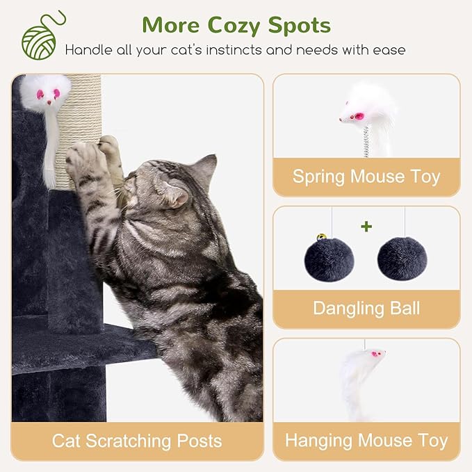 Globlazer Cat Tree Tower for Indoor Cats, 50-inch Adult Cat Tree House for - Image 5