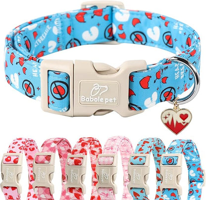 Valentines Dog Collar, Cute Loving Heart Printed Collar by Babolepet