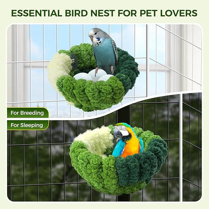 Bird Nest for Cage, Plush Hanging Bird Bed for Parakeet, Breeding Bird House - Image 4