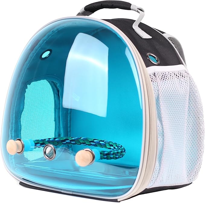 Polarized Tinted Blue Bubble Small Bird Carrier Travel Cage, Portable Bird by halinfer