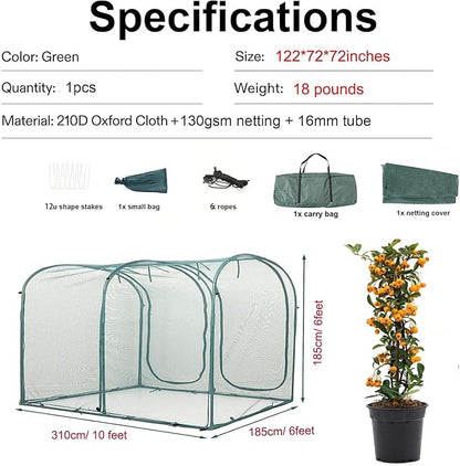 Poray Large Tunnel 10FTx6FT Plant Netting Cover, 6FT Tall Crop Cage Tomato - Image 3
