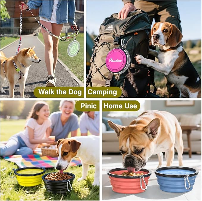 Pawaboo Collapsible Dog Bowls 2 Pack, Silicone Feeding Watering Bowls - Image 8