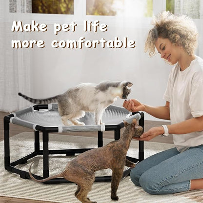 Tresbro Elevated Cat Hammock Bed, Hexagon Raised Cat Swing Bed - Image 7
